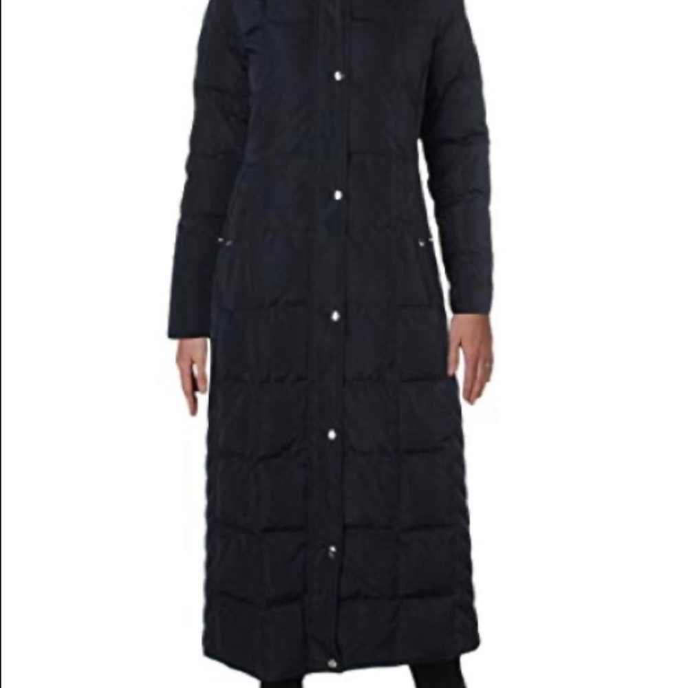 Tommy Hilfiger Women's Long Maxi Navy Coat Lg
